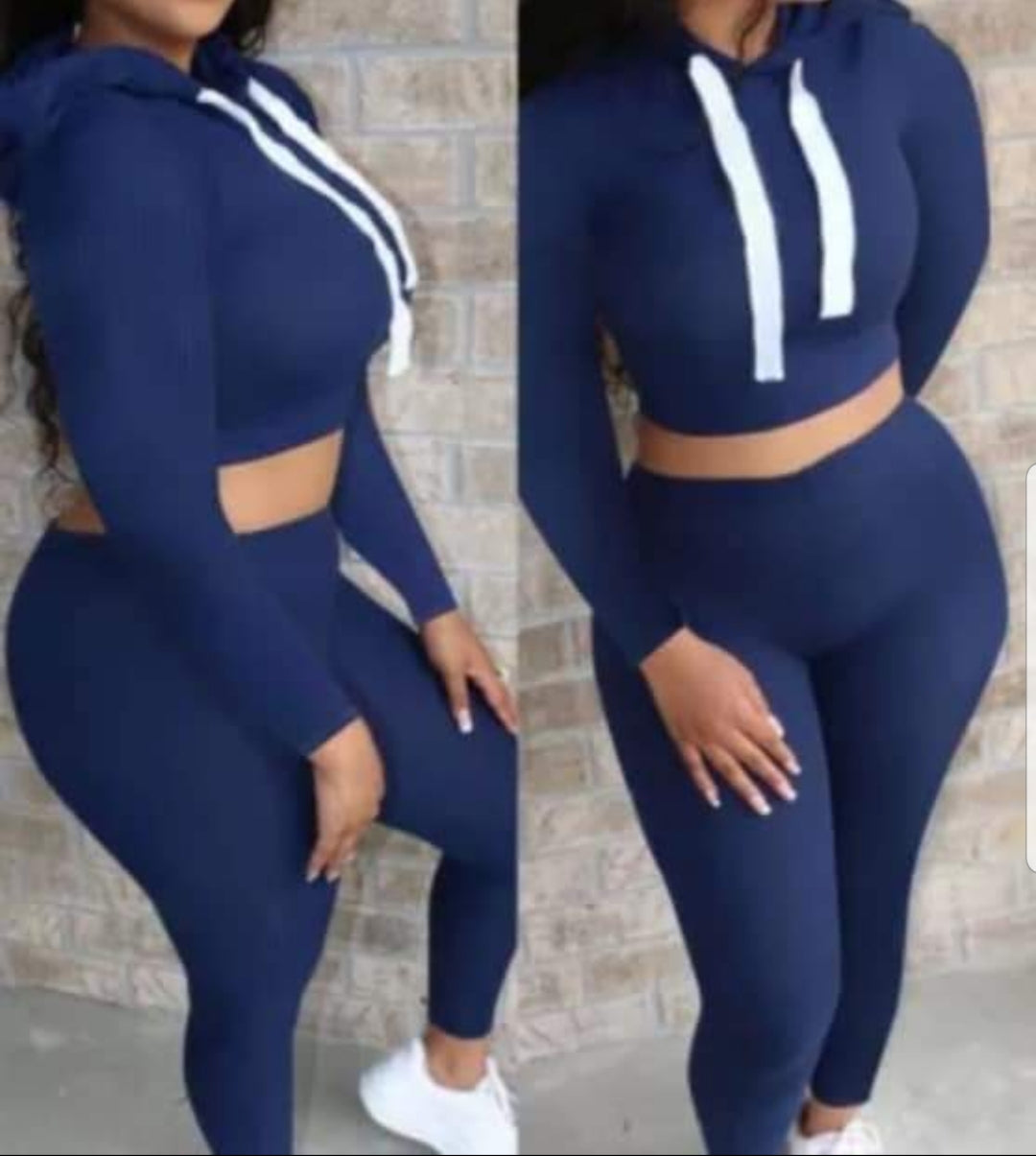 SOLID COLOR CROP TOP LONG SLEEVE SWEATSUITS