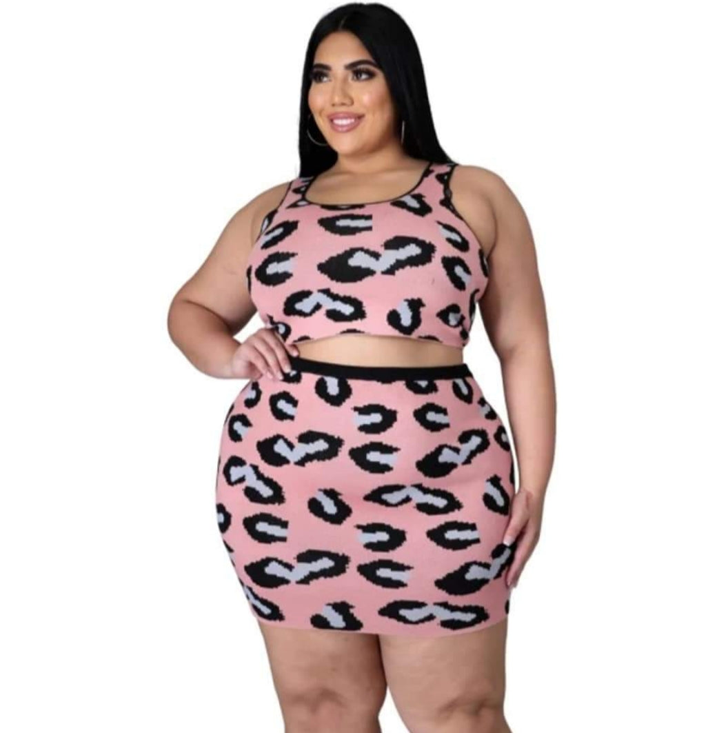 ANIMAL PRINT TWO PIECE SKIRT SETS