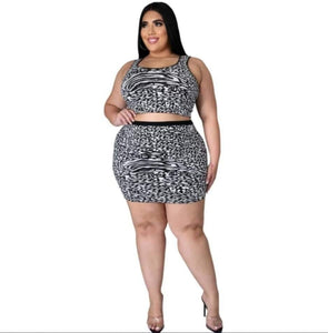 ANIMAL PRINT TWO PIECE SKIRT SETS