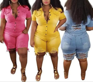 COLOR JEAN SHORT JUMP SUITS