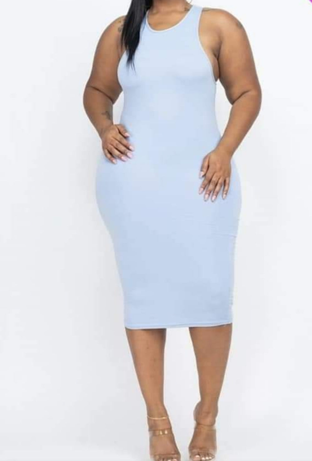 BLUISH/GRAY SLEEVELESS, BODYCON  DRESS