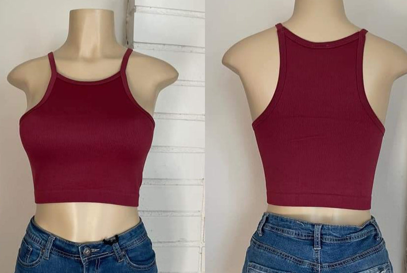 BURGUNDY CROP TOP, ONE SIZE FITS MOST