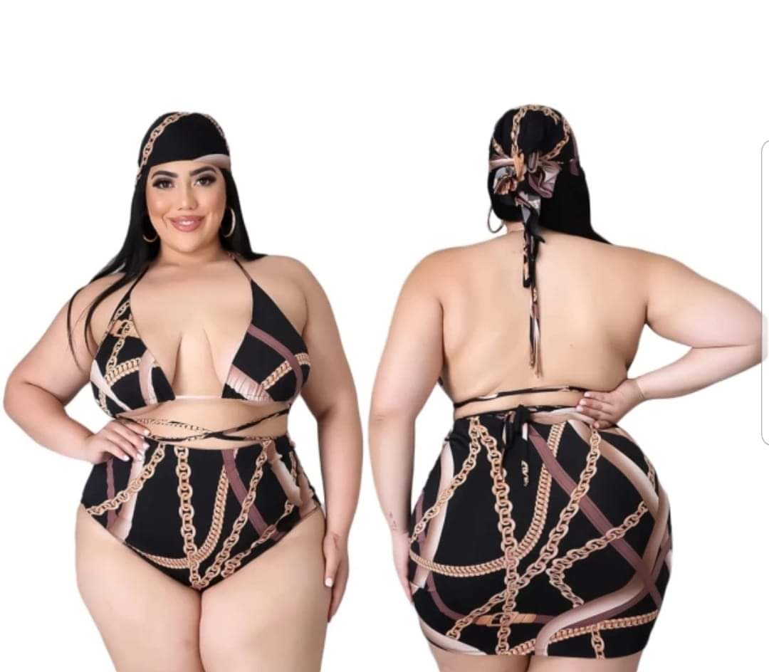 4 PIECE PLUS SIZE BEAUTIFUL CHAIN SWIMSUIT