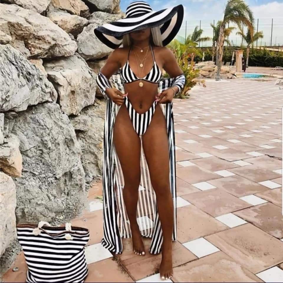 CANDY STRIPE 3 PIECE SWIMSUIT