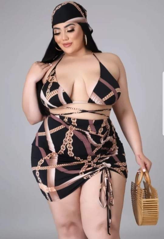 4 PIECE PLUS SIZE BEAUTIFUL CHAIN SWIMSUIT