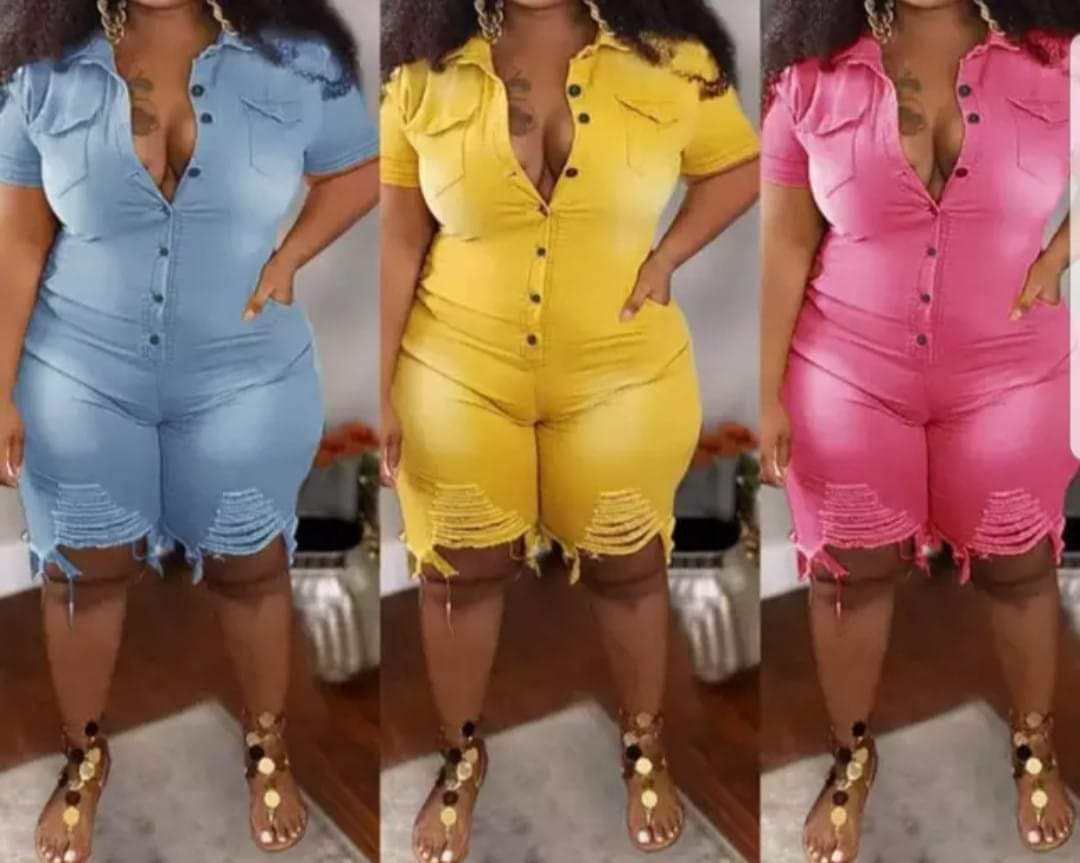 COLOR JEAN SHORT JUMP SUITS